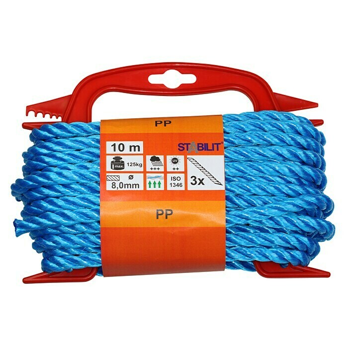 Stabilit PP-Seil (Ø x L: 8 mm x 10 m, Polypropylen, Blau, 3-schäftig gedreht)
