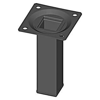 Element System Vierkant-Stahlrohrfuß (25 x 25 x 100 mm, Traglast: 30 kg, Farbe: Schwarz)
