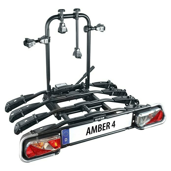 Eufab Fahrradträger Amber 4 (Geeignet für: 4 Fahrräder, Traglast: 60 kg, Passend für: Fahrzeuge mit Anhängerkupplung) -