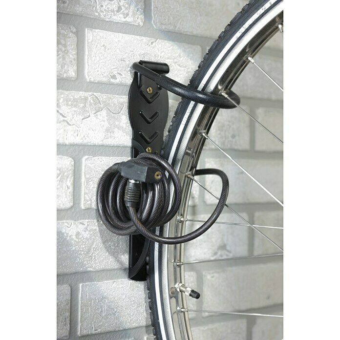 Mottez Gancho de pared para bicicletas B865V (Apto para: 1 bicicleta, Negro)