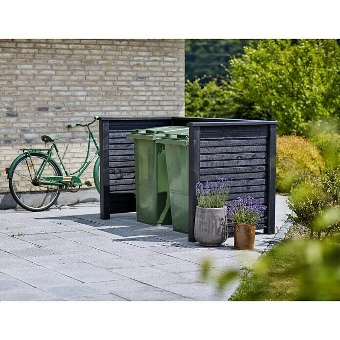 Plus Mülltonnenbox Verkleidung Plank (192 x 108 x 104 cm, Schwarz)