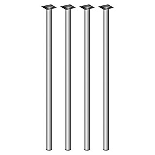 Element System Möbelfuß-Set Burgund (Ø x H: 3 x 80 cm, Traglast: 50 kg, Stahl, 4 Stk., Weiß/Aluminium)