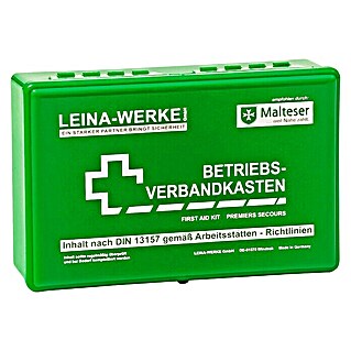 Leina-Werke Betriebsverbandkasten Klein (DIN 13157, Ohne Wandhalterung, Grün)