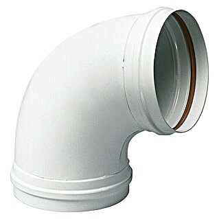 Codo para tubos (Diámetro: 110 mm, Ángulo del arco: 87 °, Lacado, Blanco)