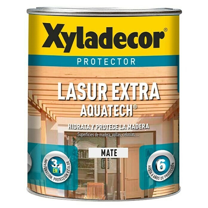 Xyladecor Protección para madera Lasur Extra Aquatech (Incoloro, 750 ml, Mate)
