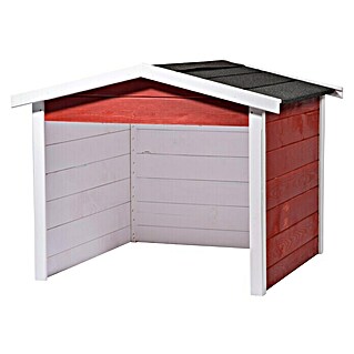 Dobar Mähroboter-Garage (87 x 80 x 70 cm, Schwarz/Weiß/Rot)