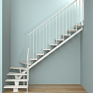 Fontanot Mittelholmtreppe Mas 030 (Breite: 85 cm, Weiß, 1/4-gewendelt, Farbe Stufen: Buche Gebleicht, Geschosshöhe: 186 cm - 286 cm)