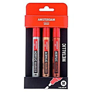 Talens Amsterdam Set de marcadores de efecto lacado Acrílicos Metallic (3 ud., Multicolor)