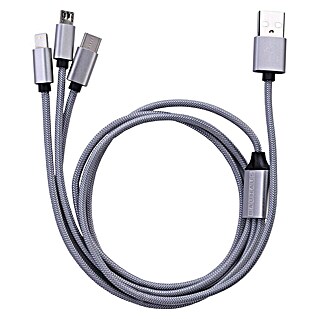 BAUHAUS USB-Ladekabel (Silber, 1 m, USB A-Stecker, USB C-Stecker, USB Micro-Stecker, Lightning-Stecker)