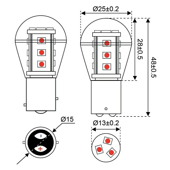 Talamex LED-Navigationsleuchtmittel für Boote (0,9 W, 10 V - 30 V, Lichtfarbe: Rot)