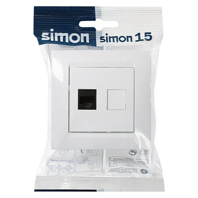 Simon 15 Toma de red (Blanco, Plástico, Montaje en la pared)
