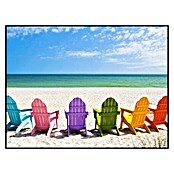 Cuadro enmarcado Beach chairs (Sillas en la playa, 40 x 30 cm, Negro/blanco)