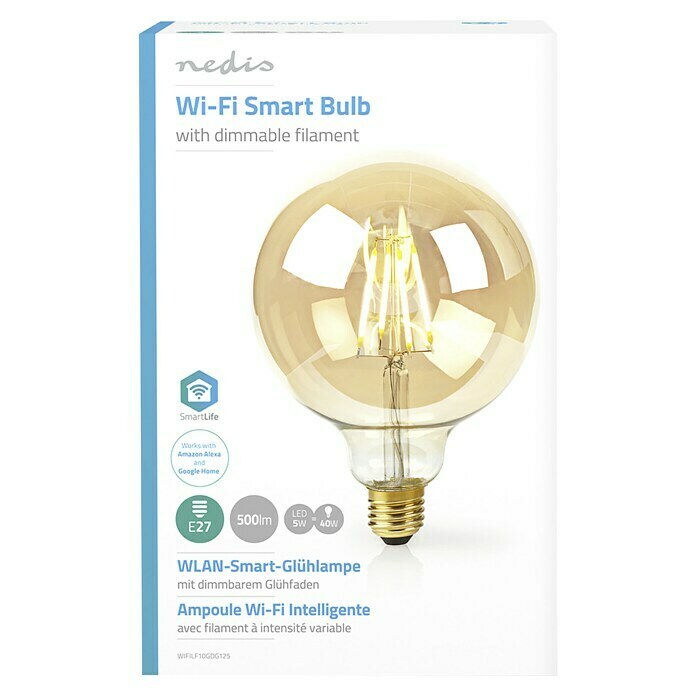 Nedis Smartlife LED-Leuchtmittel (E27, 5 W, Warmweiß, Dimmbar)