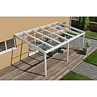 Terrassenüberdachung Special Edition mit Schiebedach (L x T: 600 x 350 cm, Verbundsicherheitsglas (VSG), Verkehrsweiß, Klar)