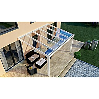 Terrassenüberdachung Special Edition (L x T: 400 x 350 cm, Verbundsicherheitsglas (VSG), Verkehrsweiß, Klar)