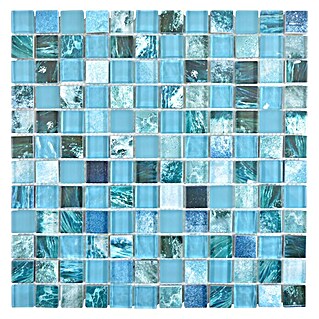Mosaikfliese Quadrat Crystal XCM JT14 (29,8 x 29,8 cm, Grün/Blau, Glänzend)