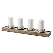 Kerzenständer (Holz, Natur/Silber, L x B: 55 x 10 cm)