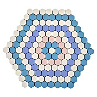 Mosaikfliese Hexagon CUBA HX9M (18 x 17,8 cm, Blau/Rosa/Weiß, Matt)