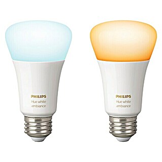 Philips Hue Set LED žarulja White Ambiance (E27, 8,5 W, Podesiva temperatura boje, Može se prigušiti, 2 Kom.)