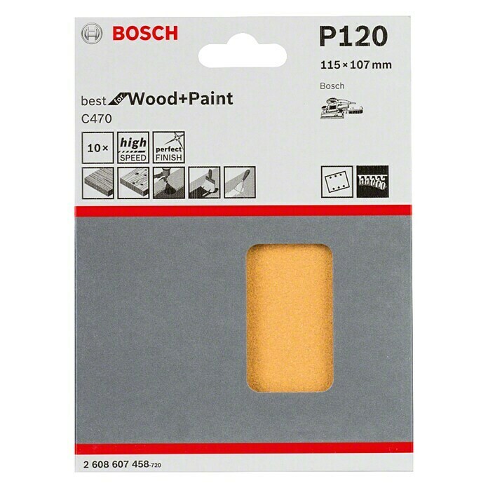 Bosch Professional Schleifblatt-Set C470 Best for Wood and Paint (10 Stk., Körnung: 120)