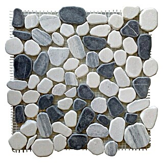 Baldosa de mosaico Riviera (30 x 30 cm, Piedra natural, Blanco/gris)