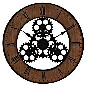 Reloj de pared redondo Metal wood (Marrón/Negro, Diámetro: 57 cm)