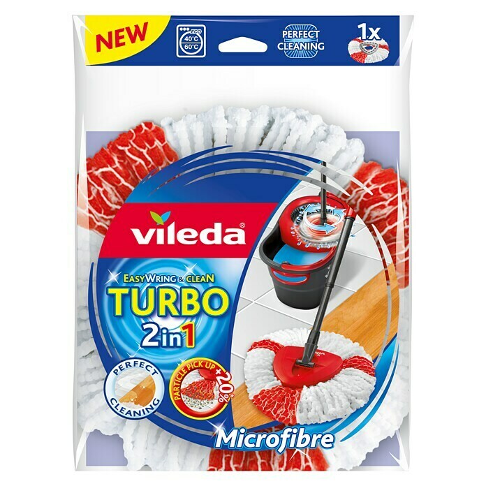 Datyeco 4 mopas de Repuesto de Microfibra para Vileda Turbo 2 en 1 EasyWring & Clean 