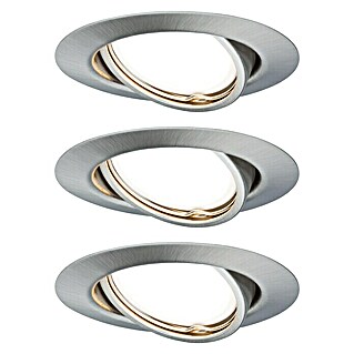 Paulmann LED-Einbauleuchten-Set Base (5 W, Eisen gebürstet, 3 Stk., Warmweiß, Leuchtenkopf beweglich)