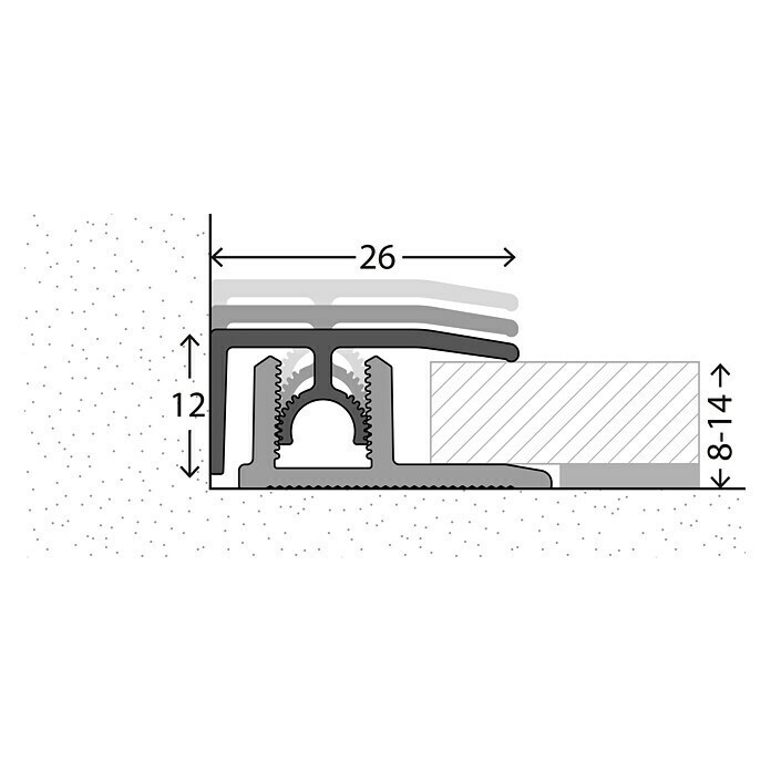 LOGOCLIC Afsluitprofiel (Zilver, 0,9 m x 26 mm, Montagemethode: Insteken)