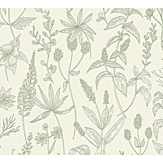 AS Creation Trendwall Vliestapete Blütengräser (Beige/Grün, Floral, 10,05 x 0,53 m)