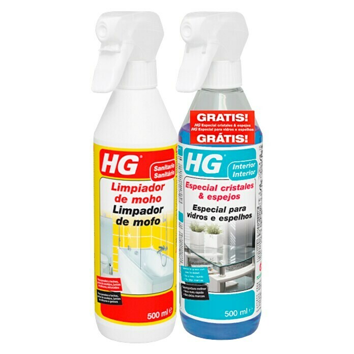 HG Productos de limpieza Moho y cristales (2 uds., Botella rociadora)