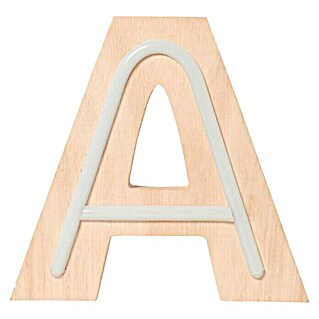 Letra LED neón de madera (A, Madera, Color de luz: Blanco neutro)