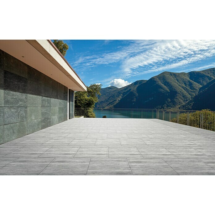 Terrassenplatte Travertino (60 x 40 x 4 cm, Grau, Beton)