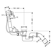 Hansgrohe Ab- & Überlaufgarnitur Exafill (Kunststoff, 1½″, Geeignet für: Handelsübliche Badewannen)