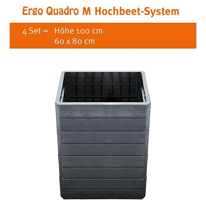 Garantia Hochbeet Ergo Quadro M (60 x 80 x 25 cm, Kunststoff)