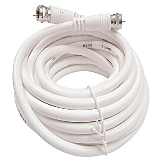 Cable coaxial para parabólica (Largo: 5 m, Blanco)
