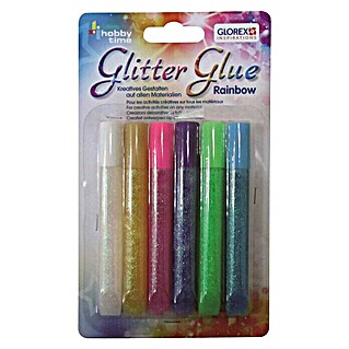 Glorex Hobby Time Klebestift Glitter Glue (Regenbogen, 6 Stk. x 10,5 ml)