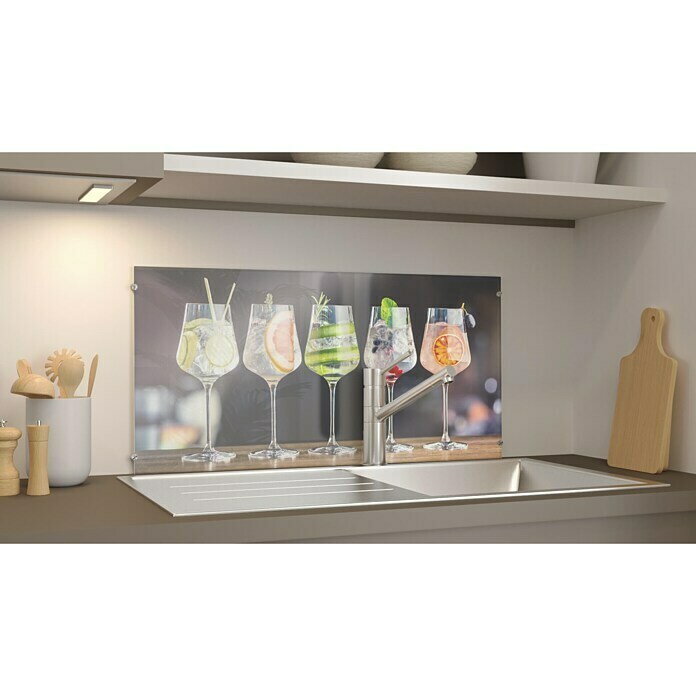 CUCINE Küchenrückwand (Fruity Gin, 80 x 40 cm, Stärke: 6 mm, Einscheibensicherheitsglas (ESG))