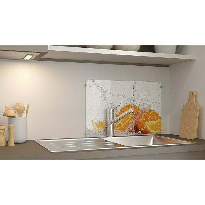 Küchenrückwand Acryl Glas Herd Spritzschutz Uni Farbe Orange Pantone 130 