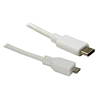Metronic Cable USB 2.1 (Largo: 1 m, Clavija USB C, clavija USB Micro B, Blanco)