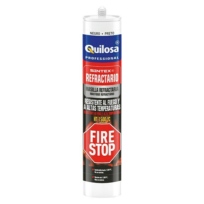 Quilosa Masilla selladora Sintex Fire Stop Refractaria (Negro, 300 ml)