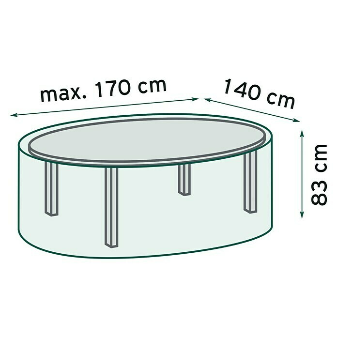 Abdeckhülle ovaler Tisch und 6 Stühle 230 x 170 x 90 cm Abdeckhaube Wetterschutz 