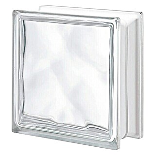 Bloque de vidrio Ondulado (Transparente, 19 x 19 x 8 cm)