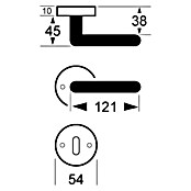 Lienbacher Zimmertürgarnitur Lara 2 (Türstärke: 22 - 45 mm, Verchromt, Nickel, Buntbart BB)