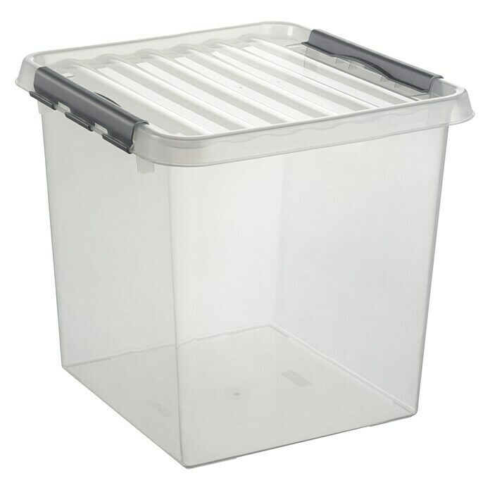 Sunware Aufbewahrungsbox Q-Line (L x B x H: 30 x 30 x 36 cm, Kunststoff, Transparent, Farbe Griff: Schwarz)