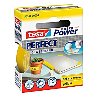 Tesa Extra Power Gewebeband PERFECT (Gelb, 2,75 m x 19 mm)