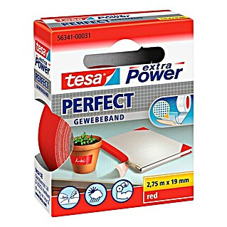 Tesa Extra Power Gewebeband PERFECT (Rot, 2,75 m x 19 mm)