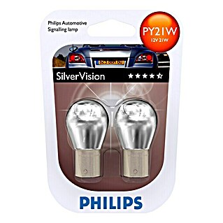 Philips Silver Vision Knipperlichten PY21W (PY21W, 2 st., Verchroomd glas)
