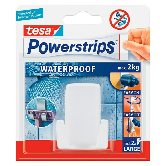 tesa Powerstrips Waterproof Rasierhalter (Kunststoff, Weiß)