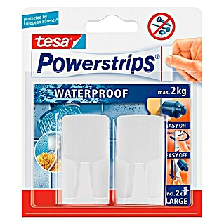 Tesa Powerstrips Waterproof Zidna kukica (2 kom, Plastika, Bijele boje)